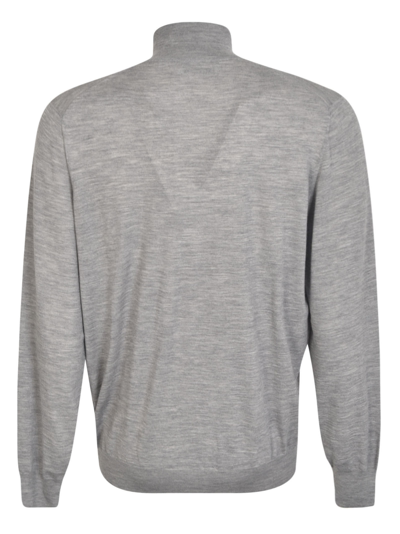 Shop Brunello Cucinelli Zip Placket Sweater In Grey