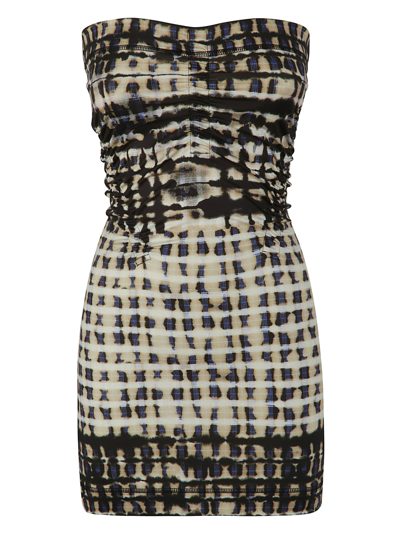 Shop Knwls Tube Dress With Elasticated Channels In Inkplaid