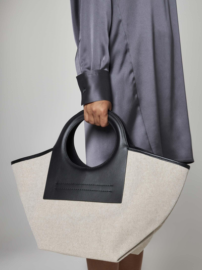 Shop Hereu Cala S Canvas And Leather Bag In Black