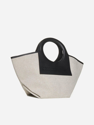 Shop Hereu Cala S Canvas And Leather Bag In Black