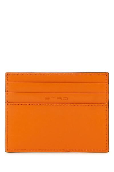 Shop Etro Orange Leather Cardholder