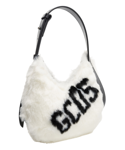 Shop Gcds Comma Twist Leather Hobo Bag In White