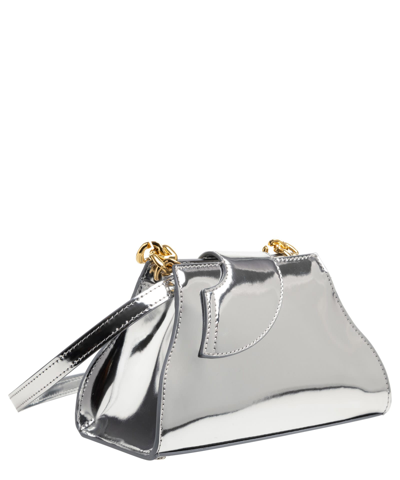Shop Gcds Comma Leather Handbag In Silver