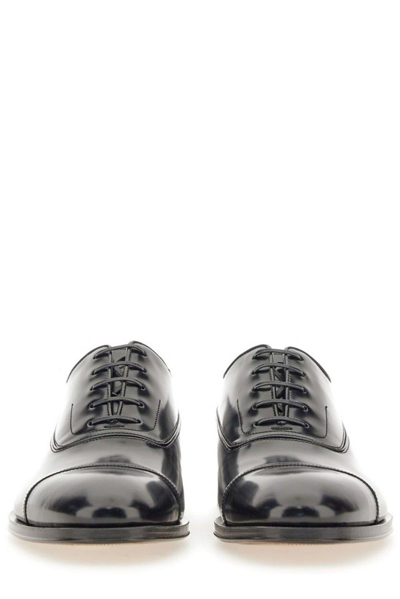 Shop Ferragamo Almond-toe Lace-up Shoes In Black