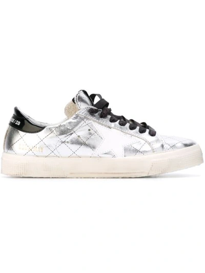 Golden Goose 'may' Matelassé Metallic Faux Leather Sneakers In Silver