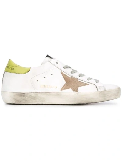 Golden Goose Super Star Low-top Suede And Leather Trainers In White & Wasabi