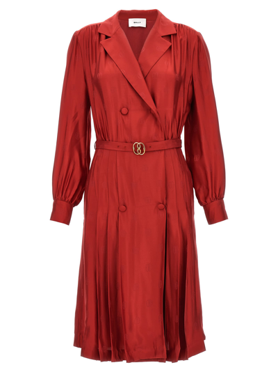 Shop Bally All Over Logo Dress In Red