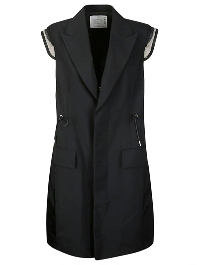 Shop Sacai Cap Sleeved Panelled Jacket In 001 Black