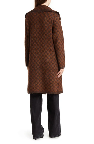 Max Studio Long Check Front Pocket Cardigan In Brnrstck