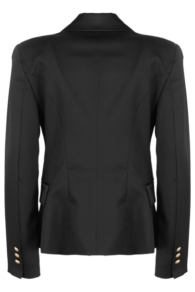 Shop Balmain Double Breasted Long-sleeved Blazer In Black