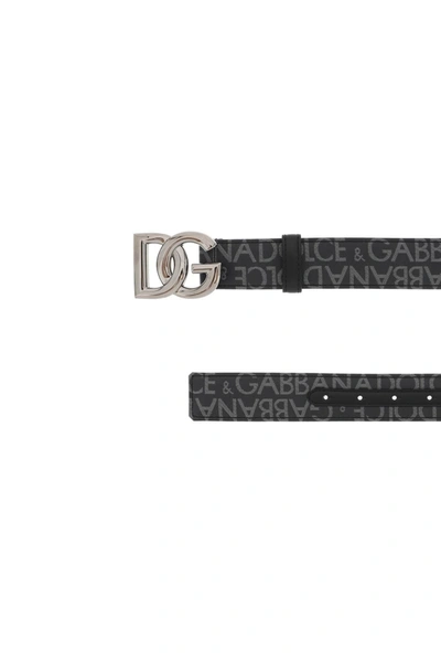 Shop Dolce & Gabbana Coated Jacquard Logo Belt With Dg Buckle