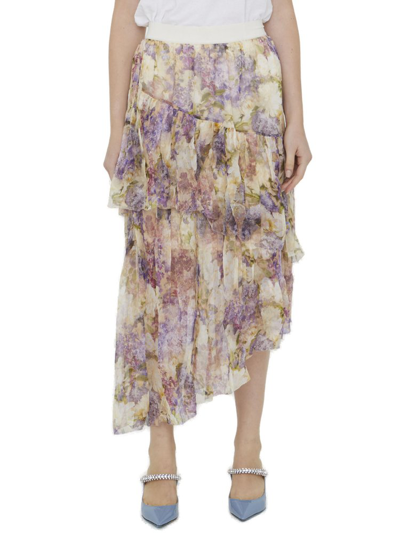 Shop Zimmermann Lyrical Floral Printed Asymmetric Skirt In Multi