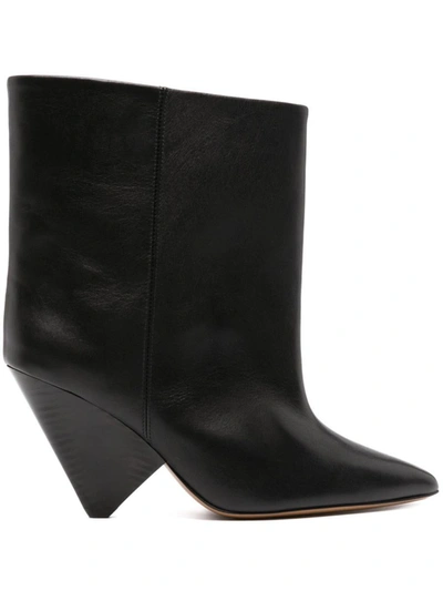 Shop Isabel Marant Miyako Leather Boots In Black