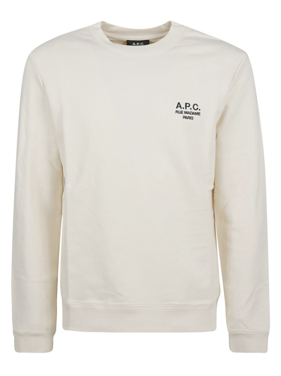 Shop Apc A.p.c. Logo Embroidered Crewneck Sweatshirt In Beige