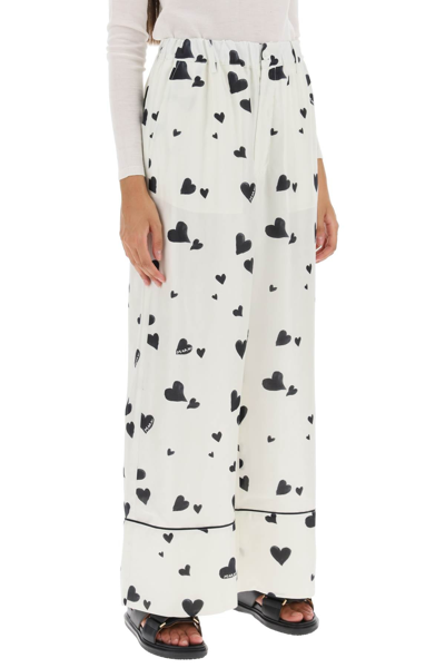Shop Marni Pajama Pants With Bunch Of Hearts Motif Women In White