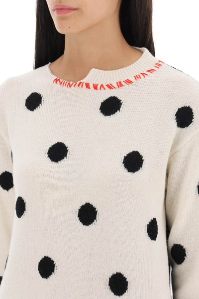 Shop Marni Two-tone Wool Sweater With Polka Dot Motif Women In Multicolor