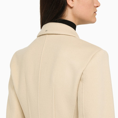 Shop Sportmax Ivory Wool Double-breasted Coat Women In White