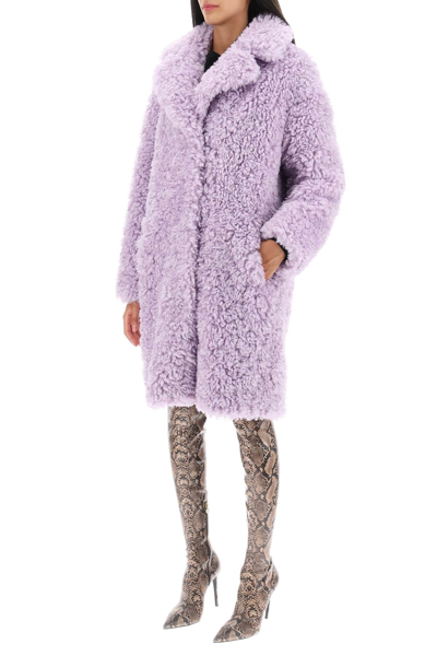 Shop Stand Studio 'camille' Faux Fur Cocoon Coat Women In Purple