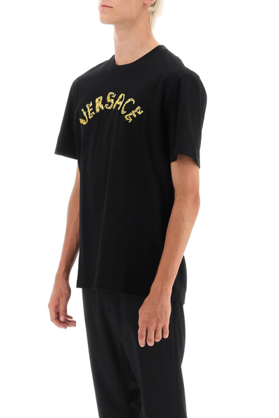 Shop Versace Seashell Baroque T-shirt Men In Black