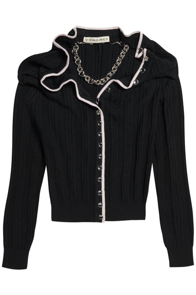 Shop Y/project Y Project Merino Wool Cardigan With Necklace Women In Black