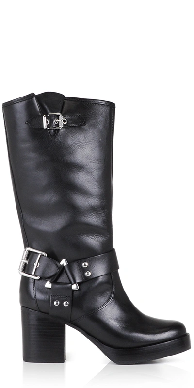 Schutz Women's Kiara 76mm Leather Zip-up Block Heel Boots