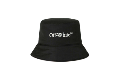 Pre-owned Off-white Bookish Embroidered-logo Bucket Hat Black/white