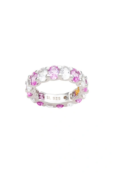 Shop Suzy Levian Oval Cut Sapphire Band Ring In Pink