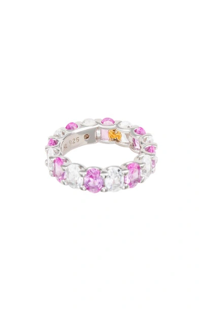 Shop Suzy Levian Oval Cut Sapphire Band Ring In Pink