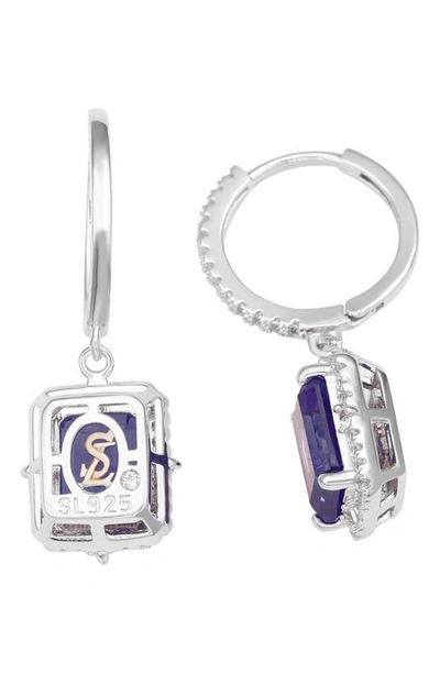 Suzy Levian Sterling Silver Sapphire Drop Earrings In Blue