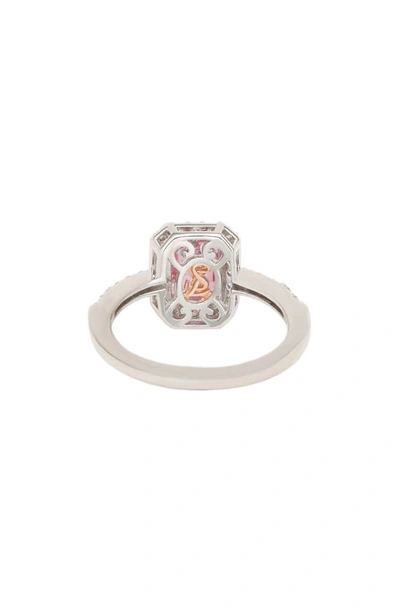 Shop Suzy Levian Emerald Cut Sapphire Ring In Pink