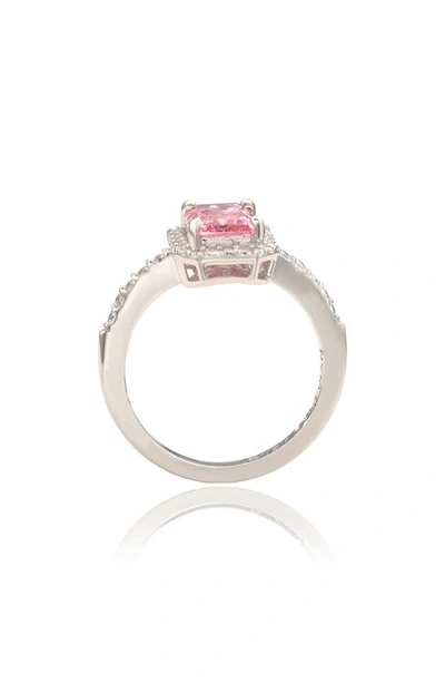 Shop Suzy Levian Emerald Cut Sapphire Ring In Pink