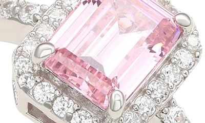 Suzy Levian Emerald Cut Sapphire Ring In Pink