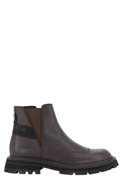 Shop Karl Lagerfeld Leather Lug Sole Chelsea Boot In Brown