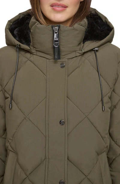 Shop Dkny Diamond Quilt Water Resistant Puffer Jacket In Loden Stretch
