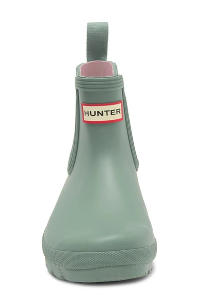 Shop Hunter Original Waterproof Chelsea Rain Boot In Sweet Gale Green/ Azalea Pink