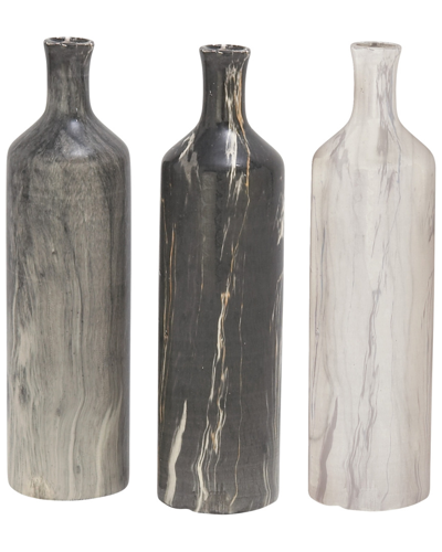 Shop Uma Enterprises Cosmoliving By Cosmopolitan Set Of 3 Grey Ceramic Faux Marble Vase
