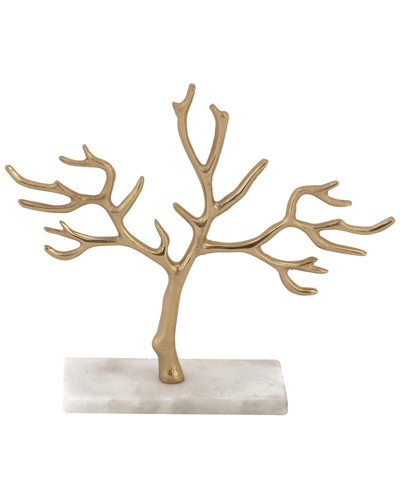 Shop Cosmoliving By Cosmopolitan Tree Gold Marble Jewelry Stand With Rectangular Base
