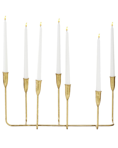 Cosmoliving By Cosmopolitan Gold Metal Slim 7 Candle Candelabra In Gold