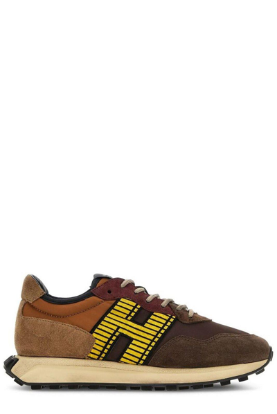 Shop Hogan H601 Lace-up Sneakers In Neutrals/yellow