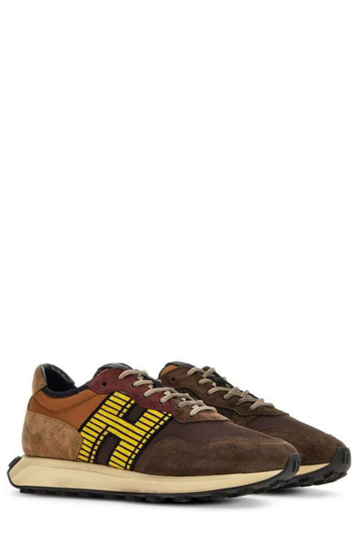 Shop Hogan H601 Lace-up Sneakers In Neutrals/yellow