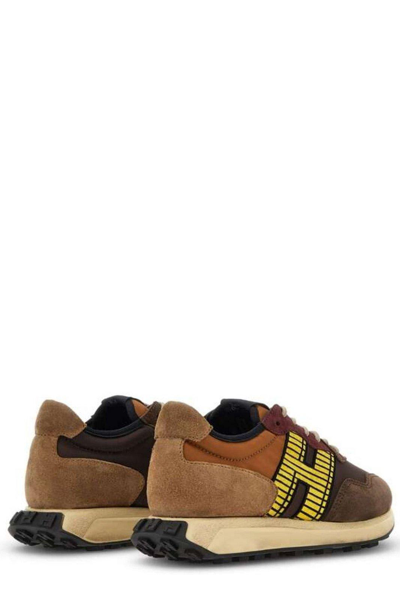 Shop Hogan H601 Lace-up Sneakers In Neutrals/yellow