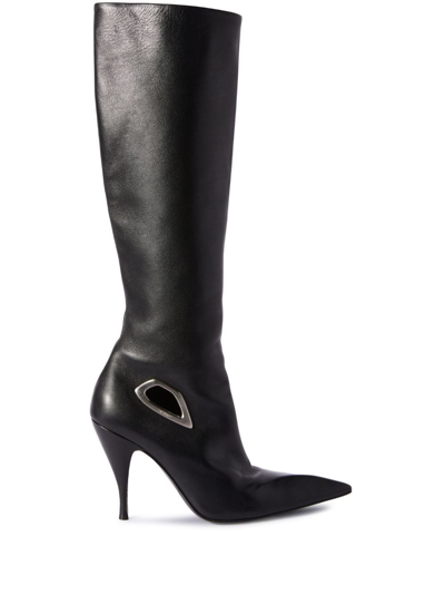 Shop Off-white Crescent 100 Knee-high Leather Boots - Women's - Leather In Black