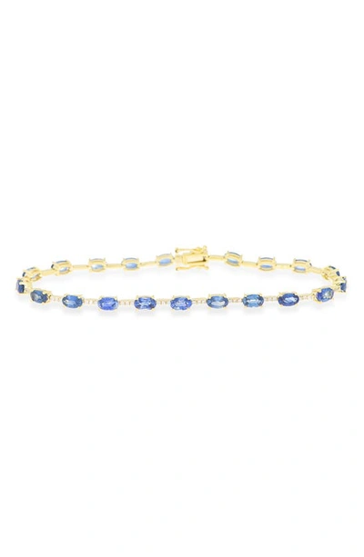 Shop Meira T Diamond & Blue Topaz Bracelet In Yellow Gold