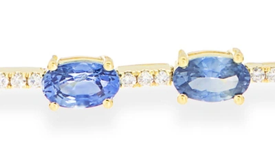 Shop Meira T Diamond & Blue Topaz Bracelet In Yellow Gold