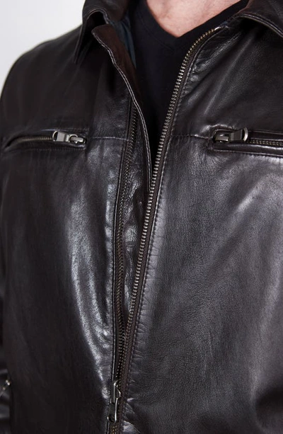 Missani Le Collezioni Reversible Leather Jacket In Brown/ Navy