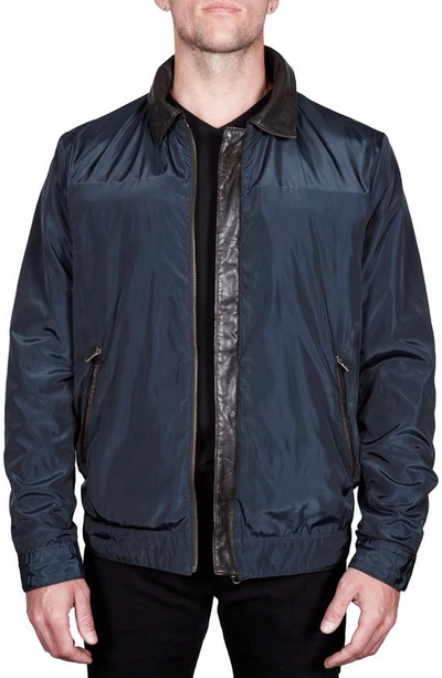 Missani Le Collezioni Reversible Leather Jacket In Brown/ Navy