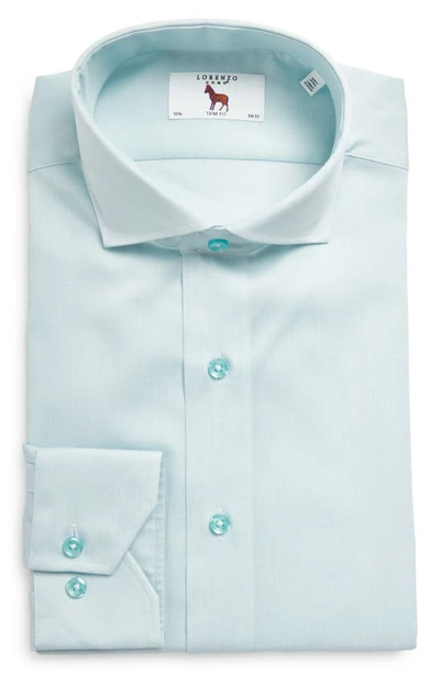 Shop Lorenzo Uomo Trim Fit Textured Microgrid Dress Shirt In Mint