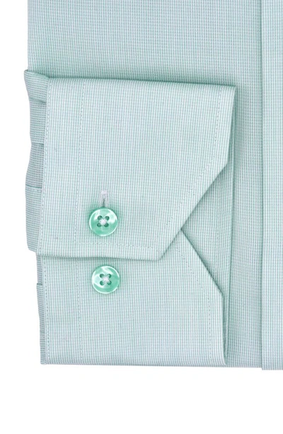 Shop Lorenzo Uomo Trim Fit Textured Microgrid Dress Shirt In Mint