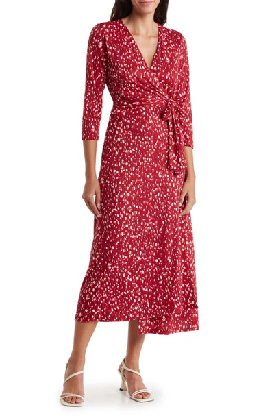 Shop Renee C Dot Print Wrap Dress In Red