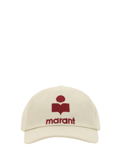 Shop Isabel Marant Tyron Baseball Hat In Ecru/red